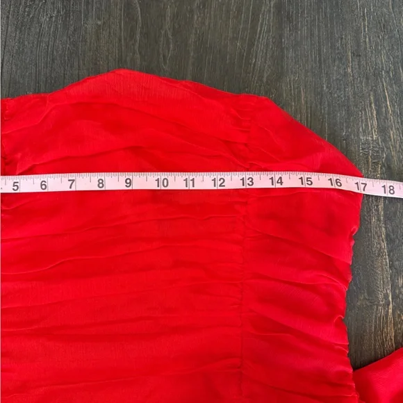 Lulu's Strapless Ruched Red Mini Dress with Side Drape - Picture 8 of 11